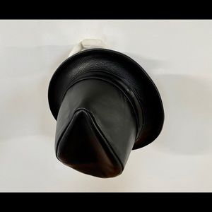 Black Leather Fedora Hat XXL